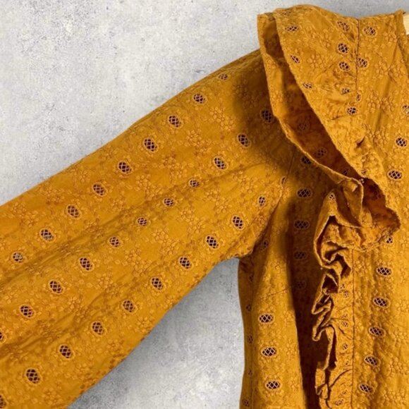 Sezane Bobby Blouse Saffron Yellow Gold Womens Size 34 French US 2 Top Bohemian - Picture 7 of 15